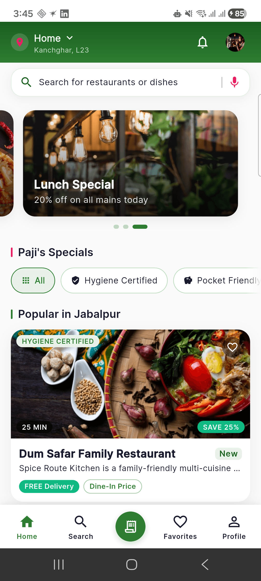 Happy Paaji app showing zero-commission restaurant prices